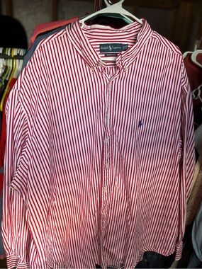 Ralph Lauren Red & White Striped Button-Down Shirt 4XB